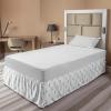 Ambesonne Christmas Elastic Bed Skirt, Tree Branches Spruce Leaves Balls Bells Cones Poinsettia Flowers Mistletoe Berry, Wrap Around Fabric Bedskirt Dust Ruffle for Bedroom, King, Ruby Green(Teal White)