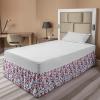 Ambesonne Christmas Elastic Bed Skirt, Tree Branches Spruce Leaves Balls Bells Cones Poinsettia Flowers Mistletoe Berry, Wrap Around Fabric Bedskirt Dust Ruffle for Bedroom, King, Ruby Green(Ruby Blue)