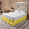 Ambesonne Christmas Elastic Bed Skirt, Tree Branches Spruce Leaves Balls Bells Cones Poinsettia Flowers Mistletoe Berry, Wrap Around Fabric Bedskirt Dust Ruffle for Bedroom, King, Ruby Green(Mustard Yellow)