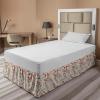 Ambesonne Christmas Elastic Bed Skirt, Tree Branches Spruce Leaves Balls Bells Cones Poinsettia Flowers Mistletoe Berry, Wrap Around Fabric Bedskirt Dust Ruffle for Bedroom, King, Ruby Green(Navy Blue)