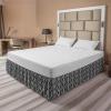 Ambesonne Christmas Elastic Bed Skirt, Tree Branches Spruce Leaves Balls Bells Cones Poinsettia Flowers Mistletoe Berry, Wrap Around Fabric Bedskirt Dust Ruffle for Bedroom, King, Ruby Green(Black White)