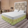 Ambesonne Christmas Elastic Bed Skirt, Tree Branches Spruce Leaves Balls Bells Cones Poinsettia Flowers Mistletoe Berry, Wrap Around Fabric Bedskirt Dust Ruffle for Bedroom, King, Ruby Green(Pale Yellow)