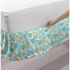 Ambesonne Christmas Elastic Bed Skirt, Tree Branches Spruce Leaves Balls Bells Cones Poinsettia Flowers Mistletoe Berry, Wrap Around Fabric Bedskirt Dust Ruffle for Bedroom, King, Ruby Green(Sky Blue)
