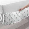 Ambesonne Christmas Elastic Bed Skirt, Tree Branches Spruce Leaves Balls Bells Cones Poinsettia Flowers Mistletoe Berry, Wrap Around Fabric Bedskirt Dust Ruffle for Bedroom, King, Ruby Green(Teal White)
