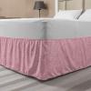 Ambesonne Christmas Elastic Bed Skirt, Tree Branches Spruce Leaves Balls Bells Cones Poinsettia Flowers Mistletoe Berry, Wrap Around Fabric Bedskirt Dust Ruffle for Bedroom, King, Ruby Green(Pink)