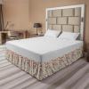 Ambesonne Christmas Elastic Bed Skirt, Tree Branches Spruce Leaves Balls Bells Cones Poinsettia Flowers Mistletoe Berry, Wrap Around Fabric Bedskirt Dust Ruffle for Bedroom, King, Ruby Green(Navy Blue)