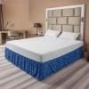 Ambesonne Christmas Elastic Bed Skirt, Tree Branches Spruce Leaves Balls Bells Cones Poinsettia Flowers Mistletoe Berry, Wrap Around Fabric Bedskirt Dust Ruffle for Bedroom, King, Ruby Green(Blue Indigo)