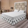 Ambesonne Christmas Elastic Bed Skirt, Tree Branches Spruce Leaves Balls Bells Cones Poinsettia Flowers Mistletoe Berry, Wrap Around Fabric Bedskirt Dust Ruffle for Bedroom, King, Ruby Green(Pale Black)