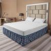 Ambesonne Christmas Elastic Bed Skirt, Tree Branches Spruce Leaves Balls Bells Cones Poinsettia Flowers Mistletoe Berry, Wrap Around Fabric Bedskirt Dust Ruffle for Bedroom, King, Ruby Green(Taupe Blue)