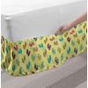 Ambesonne Christmas Elastic Bed Skirt, Tree Branches Spruce Leaves Balls Bells Cones Poinsettia Flowers Mistletoe Berry, Wrap Around Fabric Bedskirt Dust Ruffle for Bedroom, King, Ruby Green(Pale Yellow)