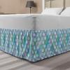 Ambesonne Christmas Elastic Bed Skirt, Tree Branches Spruce Leaves Balls Bells Cones Poinsettia Flowers Mistletoe Berry, Wrap Around Fabric Bedskirt Dust Ruffle for Bedroom, King, Ruby Green(Turquoise Blue)
