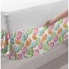 Ambesonne Christmas Elastic Bed Skirt, Tree Branches Spruce Leaves Balls Bells Cones Poinsettia Flowers Mistletoe Berry, Wrap Around Fabric Bedskirt Dust Ruffle for Bedroom, King, Ruby Green(Pale Fern)