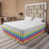 Ambesonne Christmas Elastic Bed Skirt, Tree Branches Spruce Leaves Balls Bells Cones Poinsettia Flowers Mistletoe Berry, Wrap Around Fabric Bedskirt Dust Ruffle for Bedroom, King, Ruby Green(Yellow Magenta)