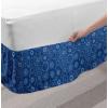 Ambesonne Christmas Elastic Bed Skirt, Tree Branches Spruce Leaves Balls Bells Cones Poinsettia Flowers Mistletoe Berry, Wrap Around Fabric Bedskirt Dust Ruffle for Bedroom, King, Ruby Green(Blue Indigo)