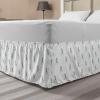 Ambesonne Christmas Elastic Bed Skirt, Tree Branches Spruce Leaves Balls Bells Cones Poinsettia Flowers Mistletoe Berry, Wrap Around Fabric Bedskirt Dust Ruffle for Bedroom, King, Ruby Green(Teal White)