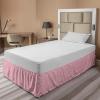 Ambesonne Christmas Elastic Bed Skirt, Tree Branches Spruce Leaves Balls Bells Cones Poinsettia Flowers Mistletoe Berry, Wrap Around Fabric Bedskirt Dust Ruffle for Bedroom, King, Ruby Green(Pink)