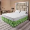 Ambesonne Christmas Elastic Bed Skirt, Tree Branches Spruce Leaves Balls Bells Cones Poinsettia Flowers Mistletoe Berry, Wrap Around Fabric Bedskirt Dust Ruffle for Bedroom, King, Ruby Green(Lime Green)