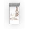 Ambesonne Christmas Fitted Sheet, Romantic Vintage New Year Scenery Reindeer Tree and Star Design Image, Soft Decorative Fabric Bedding All-Round Elastic Pocket, Twin Size, Brown White(Brown White)