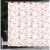 Ambesonne Flamingo Shower Curtain, Flamingos in Vintage Style Illustration Love and Romantic Animals Art Print, Cloth Fabric Bathroom Decor Set with Hooks, 69″ W x 70″ L, Beige Pink