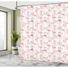 Ambesonne Flamingo Shower Curtain, Flamingos in Vintage Style Illustration Love and Romantic Animals Art Print, Cloth Fabric Bathroom Decor Set with Hooks, 69″ W x 70″ L, Beige Pink