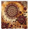 Ambesonne Floral Shower Curtain, Delicate Pink Bouquet of Spring Nature Blossoms Romantic Design Print, Cloth Fabric Bathroom Decor Set with Hooks, 69″ W x 84″ L, Rose Sage Green and White(Pale Cinnamon Mustard)