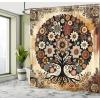 Ambesonne Floral Shower Curtain, Delicate Pink Bouquet of Spring Nature Blossoms Romantic Design Print, Cloth Fabric Bathroom Decor Set with Hooks, 69″ W x 84″ L, Rose Sage Green and White(Mustard Beige Cinnamon)
