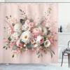 Ambesonne Floral Shower Curtain, Delicate Pink Bouquet of Spring Nature Blossoms Romantic Design Print, Cloth Fabric Bathroom Decor Set with Hooks, 69″ W x 84″ L, Rose Sage Green and White(Rose Sage Green and White)