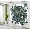 Ambesonne Floral Shower Curtain, Delicate Pink Bouquet of Spring Nature Blossoms Romantic Design Print, Cloth Fabric Bathroom Decor Set with Hooks, 69″ W x 84″ L, Rose Sage Green and White(Pale Grey Emerald)