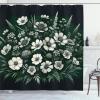 Ambesonne Floral Shower Curtain, Delicate Pink Bouquet of Spring Nature Blossoms Romantic Design Print, Cloth Fabric Bathroom Decor Set with Hooks, 69″ W x 84″ L, Rose Sage Green and White(Emerald Off White Grey)