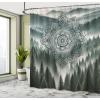 Ambesonne Floral Shower Curtain, Delicate Pink Bouquet of Spring Nature Blossoms Romantic Design Print, Cloth Fabric Bathroom Decor Set with Hooks, 69″ W x 84″ L, Rose Sage Green and White(Evergreen Coconut and Grey)