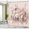 Ambesonne Floral Shower Curtain, Delicate Pink Bouquet of Spring Nature Blossoms Romantic Design Print, Cloth Fabric Bathroom Decor Set with Hooks, 69″ W x 84″ L, Rose Sage Green and White(Rose Sage Green and White)