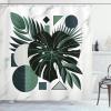 Ambesonne Floral Shower Curtain, Delicate Pink Bouquet of Spring Nature Blossoms Romantic Design Print, Cloth Fabric Bathroom Decor Set with Hooks, 69″ W x 84″ L, Rose Sage Green and White(Forest Green Pale Grey)