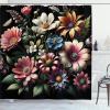 Ambesonne Floral Shower Curtain, Delicate Pink Bouquet of Spring Nature Blossoms Romantic Design Print, Cloth Fabric Bathroom Decor Set with Hooks, 69″ W x 84″ L, Rose Sage Green and White(Evergreen Pink Blue)