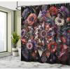 Ambesonne Floral Shower Curtain, Delicate Pink Bouquet of Spring Nature Blossoms Romantic Design Print, Cloth Fabric Bathroom Decor Set with Hooks, 69″ W x 84″ L, Rose Sage Green and White(Purple Black Coral)