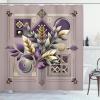 Ambesonne Floral Shower Curtain, Delicate Pink Bouquet of Spring Nature Blossoms Romantic Design Print, Cloth Fabric Bathroom Decor Set with Hooks, 69″ W x 84″ L, Rose Sage Green and White(Mauve Taupe and Eggplant)