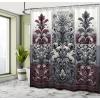 Ambesonne Floral Shower Curtain, Delicate Pink Bouquet of Spring Nature Blossoms Romantic Design Print, Cloth Fabric Bathroom Decor Set with Hooks, 69″ W x 84″ L, Rose Sage Green and White(Maroon and Dark Blue Grey)