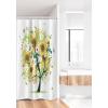 Ambesonne Floral Shower Curtain, Delicate Pink Bouquet of Spring Nature Blossoms Romantic Design Print, Cloth Fabric Bathroom Decor Set with Hooks, 69″ W x 84″ L, Rose Sage Green and White(Green Black)
