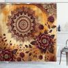Ambesonne Floral Shower Curtain, Delicate Pink Bouquet of Spring Nature Blossoms Romantic Design Print, Cloth Fabric Bathroom Decor Set with Hooks, 69″ W x 84″ L, Rose Sage Green and White(Pale Cinnamon Mustard)