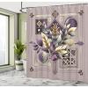 Ambesonne Floral Shower Curtain, Delicate Pink Bouquet of Spring Nature Blossoms Romantic Design Print, Cloth Fabric Bathroom Decor Set with Hooks, 69″ W x 84″ L, Rose Sage Green and White(Mauve Taupe and Eggplant)