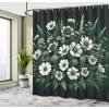 Ambesonne Floral Shower Curtain, Delicate Pink Bouquet of Spring Nature Blossoms Romantic Design Print, Cloth Fabric Bathroom Decor Set with Hooks, 69″ W x 84″ L, Rose Sage Green and White(Emerald Off White Grey)