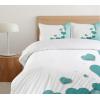 Ambesonne Turquoise Duvet Cover Set, Valentines Day Romance Art with Hearts Stars Wedding Happiness Theme, Decorative 3 Piece Bedding Set with 2 Pillow Shams, Queen Size, Turquoise Teal White(Turquoise Teal White)