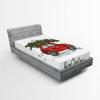 Ambesonne Christmas Fitted Sheet, Romantic Vintage New Year Scenery Reindeer Tree and Star Design Image, Soft Decorative Fabric Bedding All-Round Elastic Pocket, Twin Size, Brown White(Green Red)