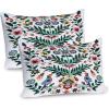 Ambesonne Christmas Pillow Sham Set of 2, Traditional Scandi Art of Xmas Berry Leaves Birds and Floral Colorful, Quality Microfiber Bedding Item for All Seasons, 30″ x 20″, Green White Multicolor