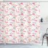Ambesonne Flamingo Shower Curtain, Flamingos in Vintage Style Illustration Love and Romantic Animals Art Print, Cloth Fabric Bathroom Decor Set with Hooks, 69″ W x 70″ L, Beige Pink