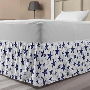 Ambesonne Christmas Elastic Bed Skirt, Tree Branches Spruce Leaves Balls Bells Cones Poinsettia Flowers Mistletoe Berry, Wrap Around Fabric Bedskirt Dust Ruffle for Bedroom, King, Ruby Green(White)