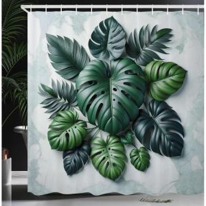 Ambesonne Floral Shower Curtain, Delicate Pink Bouquet of Spring Nature Blossoms Romantic Design Print, Cloth Fabric Bathroom Decor Set with Hooks, 69″ W x 84″ L, Rose Sage Green and White(Fern Green and Pale Seafoam)