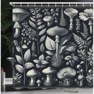 Ambesonne Floral Shower Curtain, Delicate Pink Bouquet of Spring Nature Blossoms Romantic Design Print, Cloth Fabric Bathroom Decor Set with Hooks, 69″ W x 84″ L, Rose Sage Green and White(Dark Blue Grey)