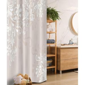 Ambesonne Floral Shower Curtain, Delicate Pink Bouquet of Spring Nature Blossoms Romantic Design Print, Cloth Fabric Bathroom Decor Set with Hooks, 69″ W x 84″ L, Rose Sage Green and White(White Cream)
