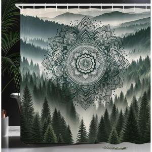 Ambesonne Floral Shower Curtain, Delicate Pink Bouquet of Spring Nature Blossoms Romantic Design Print, Cloth Fabric Bathroom Decor Set with Hooks, 69″ W x 84″ L, Rose Sage Green and White(Evergreen Coconut and Grey)