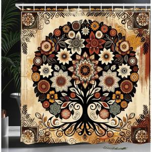 Ambesonne Floral Shower Curtain, Delicate Pink Bouquet of Spring Nature Blossoms Romantic Design Print, Cloth Fabric Bathroom Decor Set with Hooks, 69″ W x 84″ L, Rose Sage Green and White(Mustard Beige Cinnamon)